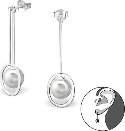 Montebello Oorbellen Alberteen - 925 Zilver E-Coating - Parel - 12.5x10mm