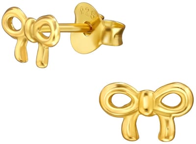 Joy|S - Zilveren strikje oorbellen - 7.5 x 4.7 mm - sterling zilver 925 gold plated