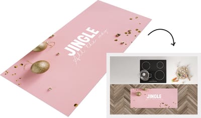 Keukenloper - Loper keuken - Winter - Goud - Roze - 120x50 cm - Keukenloper vinyl