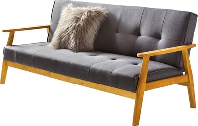 Slaapbank Heidi Grijs - Stof - Breedte 190 cm - Zithoogte 41 cm - Zitdiepte 54 cm - Zitbreedte 185 cm