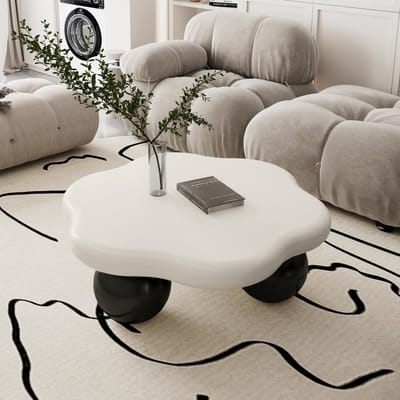 STILVORA Salontafel - Wolkvormig Design Met Ronde Poten - Voor Woonkamer En Kinderkamer - MDF En Kunststof - 80x35 Cm - Zwart;Wit