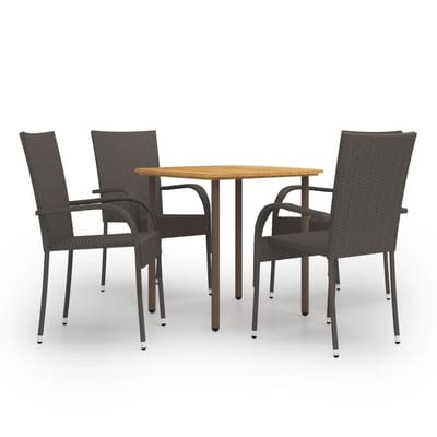vidaXL - 5-delige - Tuinset - poly - rattan - bruin