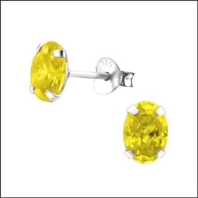 Aramat Jewels | Oorbellen | Zilveren Ovale Zirkonia Oorstekers – Meerdere Kleuren & Maten 925 Zilver | 7x5mm / Paars | |3mm | Zilver | Kinderen, Volwassenen | Verkleurd niet
