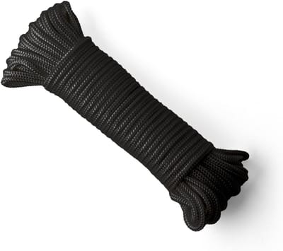 Sterk Nylon Touw Zwart 6mm x 20 Meter - Gevlochten Polyamide Koord 627kg Breekkracht