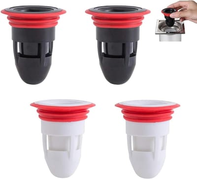 Afvoer Stopper - Geurafsluiter Douche - Frisse Lucht Binnen - Watergeleiding Technologie - 4 Stuks 41-50mm - Zwart Wit