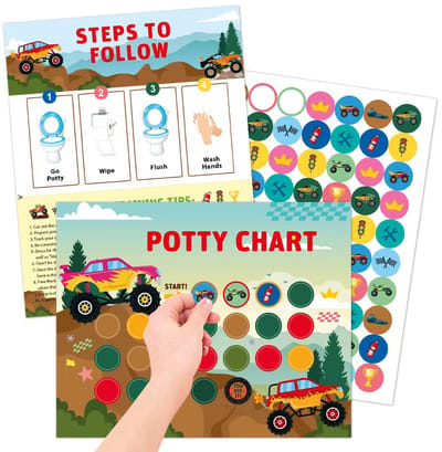 BOTC Stickerkaart voor Zindelijkheidstraining - Monstertruck-beloningskaart voor kinderen - voor succes op het toilet - 10 stuks