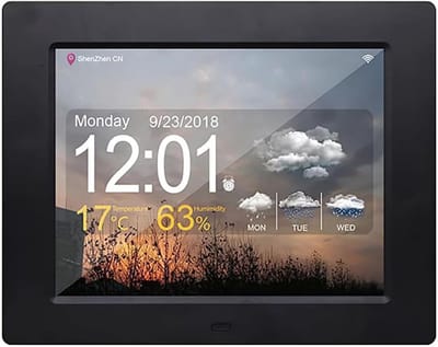 Digitale Weerklok - Wekker Thermometer - Weeroverzicht Thuis - Automatische Achtergronden - 101 Inch Display - Zwart