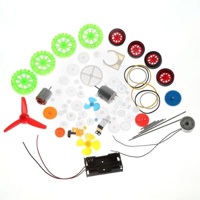 Dailygoods - Speelgoedauto's - Tandwielen en Riemen - Ideaal voor DIY - Assortiment van Plastic Onderdelen - Geschikt voor Auto's en Robots - 150 g
