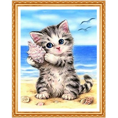 5D Diamond Schilderen Cross Stitch Borduren Kat Volledige Ronde Steentjes Patroon Home Decor Naald 20X30CM blue