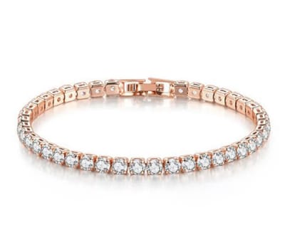 Tennis Armband Rose Goudkleurig | Verguld | Zirkonia stenen 4 MM | Lengte 17 CM | Tennis Bracelet | Sieraden