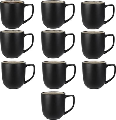 Siaki Koffiemok / theemok Glaze - 10x - mat zwart - 390 ml - mokken - kerammiek - tas
