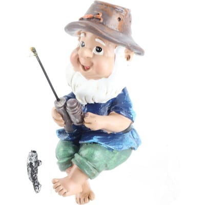 Figurine Homme Pêcheur Couleurs Vives Détails Réalistes Résine Largement Utilisée Statue de Pêcheur pour Jardin Maison Arrière-cour gray