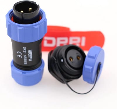 Waterdichte IP67/IP68 2-pins Achtermoer Kabelconnector voor Draagbare Power Stations