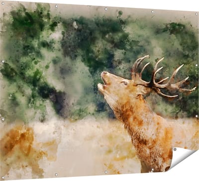Gards Tuinposter Hert Aquarel - Abstract - 160x120 cm - Tuindoek - Tuindecoratie - Wanddecoratie buiten - Tuinschilderij