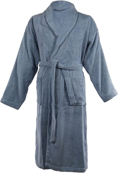 TISECO - Badjas LINDU - katoen - badstof, met zakken - S/M, blauw
