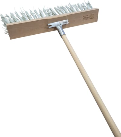 Sorex Straatbezem Rocky voor buiten gebruik - Kunstvezel kop 50 cm - wit - Houten steel 130 cm - metalen steelhouder