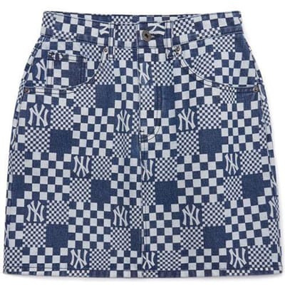 MLB New York Yankees Jupe en jean plissée A-line taille moyenne Femme jupes Bleu 3FDSM0223-50BLS XS gray