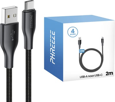 Usb naar usb C kabels - 2 meter - 4 pack