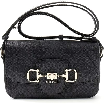 GUESS schoudertas Janie Logo Convertible Xbody Flap Coal Logo donkergrijs