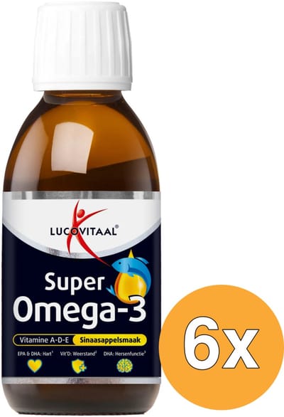 6x Lucovitaal Super Omega 3 Vloeibaar Sinaasappel (125 ml)