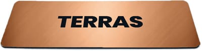 Deurbordje Brons/Koper-look met tekst terras - Formaat 150 x 50 mm x 1,6 mm - Zelfklevend | Luxe uitstraling | Geborstelde Koper/Brons toplaag | Gratis Verzending | Decoporta