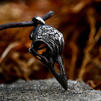 Vintage Unieke Roestvrij Staal Viking Kraai Schedel Hanger Punk Heren Gepersonaliseerde Dier Kettingen Hip Hop Trend Sieraden Groothandel W6509WW-