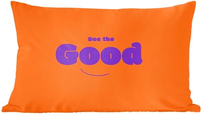 Sierkussens - Kussentjes Woonkamer - 60x40 cm - See the good - Paars - Oranje - Smiley