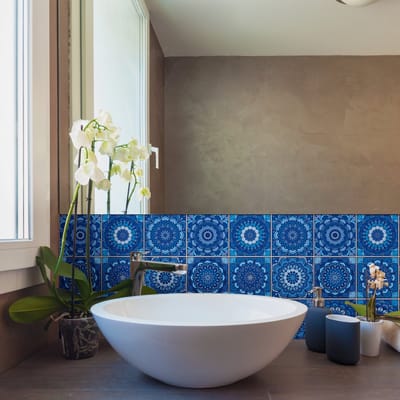 Tegelstickers voor de muur in keuken en badkamer - 9 Boheemse cementtegelstickers van Ollin - 9 stickers van 10x10 cm