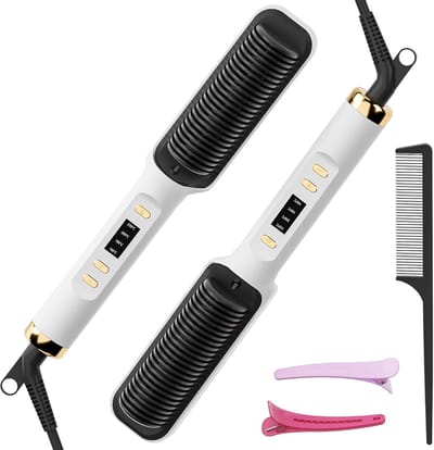 Haar Stijltang Kam - Haar Stijltang met Ingebouwde Kam - 4 Temperatuur Instellingen & LED Display & Anti-Brand & Automatische Uitschakeling - Perfect voor Fijn, Zacht Haar