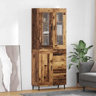 vidaXL - Highboard - 2 - st - Oud - Hout - 69,5 - x - 34 - x - 180 - cm - Bewerkt - hout