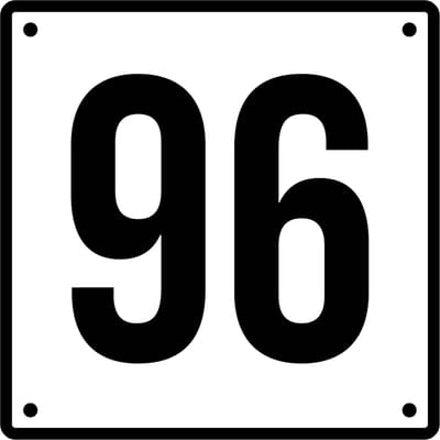 Huisnummerbord 96 - Incl. Schroeven en Pluggen – Acrylaat - 10 x 10 cm - Wit met Zwart