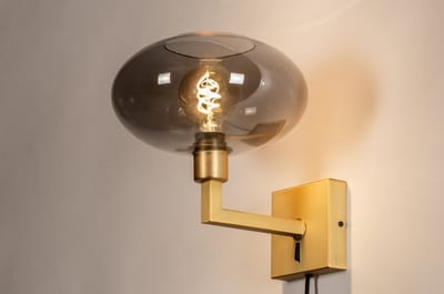 Lumidora Wandlamp 31112 - Voor binnen - OSLO - E27 - Grijs - Goud - Messing (kleur) - Metaal
