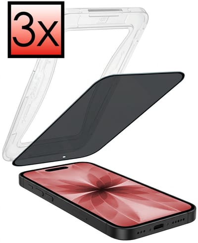 Screenprotector - 3 Stuks - Geschikt voor Apple iPhone 17 - Met Installatie Kit - Anti Spy - Beschermglas - Flexibel Glas - Tempered Glass - Screen Protector - Inclusief Montage Frame - Buigbaar Hybrid Bescherm Cover