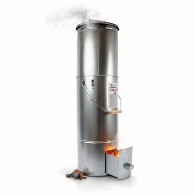 Eurocatch Telescopische Rookoven Rond 101 cm - Verzinkt Metalen Rookton - Rookkast voor Buiten met Thermometer en 10 Rookhaken - Smoker voor Vis, Vlees en BBQ Roken