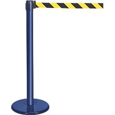 Afzetpaal met trekband blauw, band zwart/geel