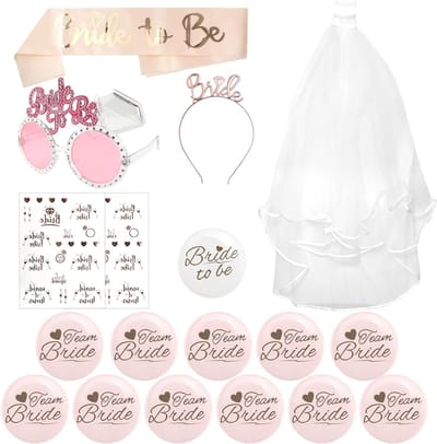 Vrijgezellenfeest Decoratieset - Bruidsaccessoires Set - Feest Organiseren - Bride to Be Sjerp - 18 Stuks - Wit