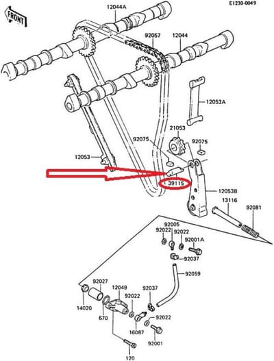 Axe pignon tendeur chaîne distribution pour moto Kawasaki 1000 Kz Police Neuf