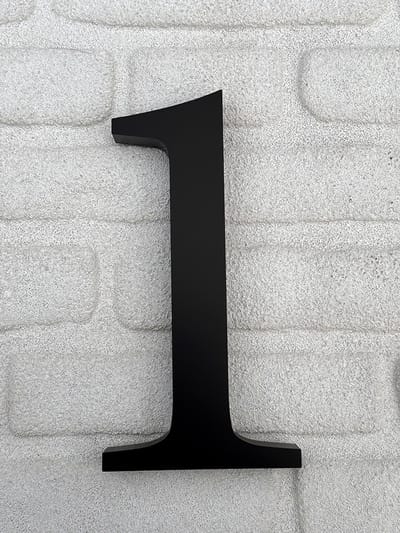 Promessa-Design - Huisnummer 1 Zwart Mat - Acrylaat 3D Groot - Hoogte 30 cm - Dikte 25 mm - onderhoudsvrij - Type 3D/Acrylaat/30/MatZwart/Roma1.