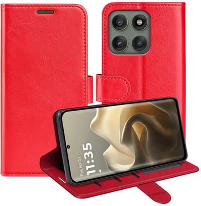 MobyDefend Hoesje - Geschikt voor Motorola Edge 60 Pro - Wallet Book Case (Sluiting Achterkant) - Rood