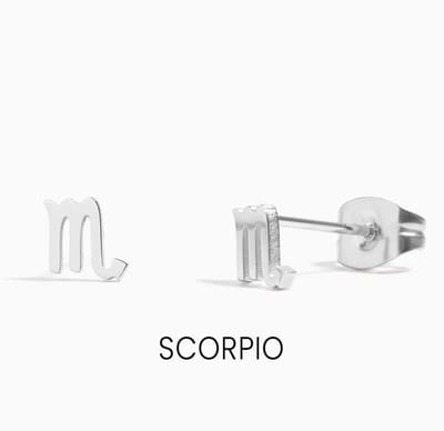 Maevi® Sterrenbeeld Oorbellen - Schorpioen / Scorpio - Kleur: Zilver - RVS / Roestvrijstaal / Stainless Steel - Luxe Oorbellen - Hoge Kwaliteit - Verkleurt niet - Oorknopjes / Oorhanger - Incl. Luxe Cadeauverpakking - Zilveren Oorbellen
