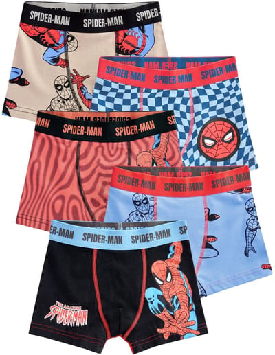 Next - Jongens - Set van 5 Spiderman-boxershorts - Rood