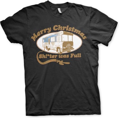 National Lampoon's Christmas Vacation Heren Tshirt -S- Shitter Was Full Zwart