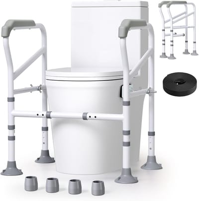 Dailygoods- Toiletframe verstelbaar 68,5-73,5 cm - Toiletsteun zonder boren - Stabiele ondersteuning tot 150 kg - Geschikt voor senioren - Hoogwaardig koolstofstaal - Roestbestendig en duurzaam