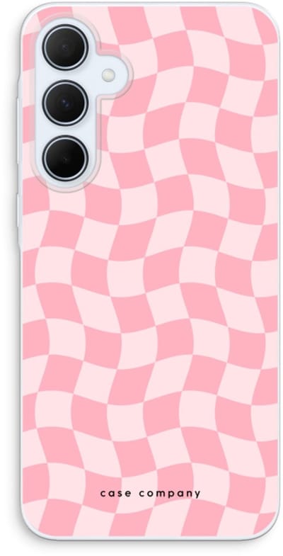 Case Company® - Hoesje geschikt voor Samsung Galaxy A35 hoesje - Grid Roos - Soft Cover Telefoonhoesje - Bescherming aan alle Kanten en Schermrand