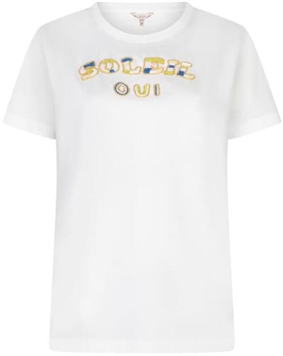EsQualo T-shirt T Shirt Beading Soleil Hs26 05200 983 Off White / Green Dames Maat - M