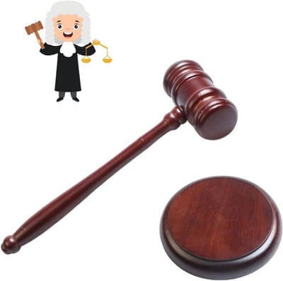 Voorzittershamer - Houten Hamer - Voorzittershamer Met Slagblok – Veilinghamer – Rechterhamer – Bruin