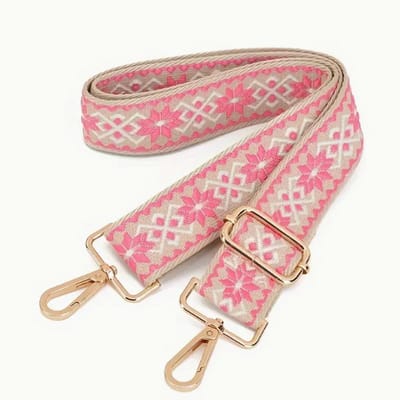 Bag strap snow - Extra breed - goud metaal - beige roze - schouderband - tassenriem - tasriem- schouderriem - Tas hengsel - Tassen band - cameratas band - cross body - verstelbare riem - bag belt - handtas bandje