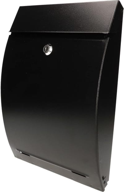 KOTARBAU® Brievenbus, 340 x 245 x 75 mm, mat zwart, formaat A-4, convex voor kranten folders