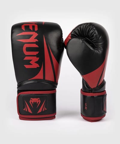 Venum Challenger 2.5 Bokshandschoenen – Zwart/Rood – 12 oz – PU Leer – Unisex Training & Sparring Gloves