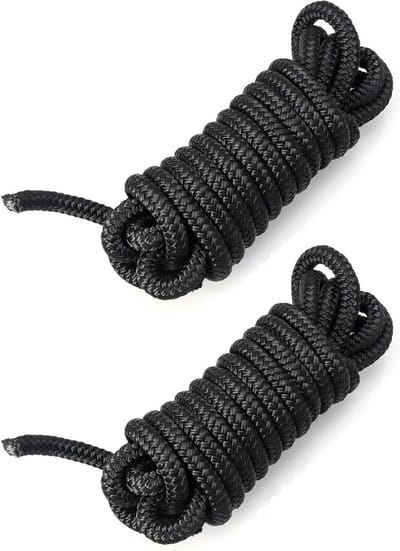 Mooringlijn en ankerlijn van gevlochten touw met 30 cm oog, 10 mm x 4.5 m, set van 2 stuks voor boot en watersport